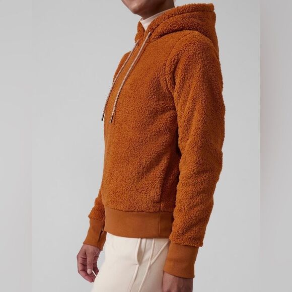 Athleta | Tugga Fleece Sweatshirt Hoodie cattail brown medium - Picture 9 of 10